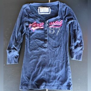 Aeropostale Navy and Pink 3/4 Sleeve Top